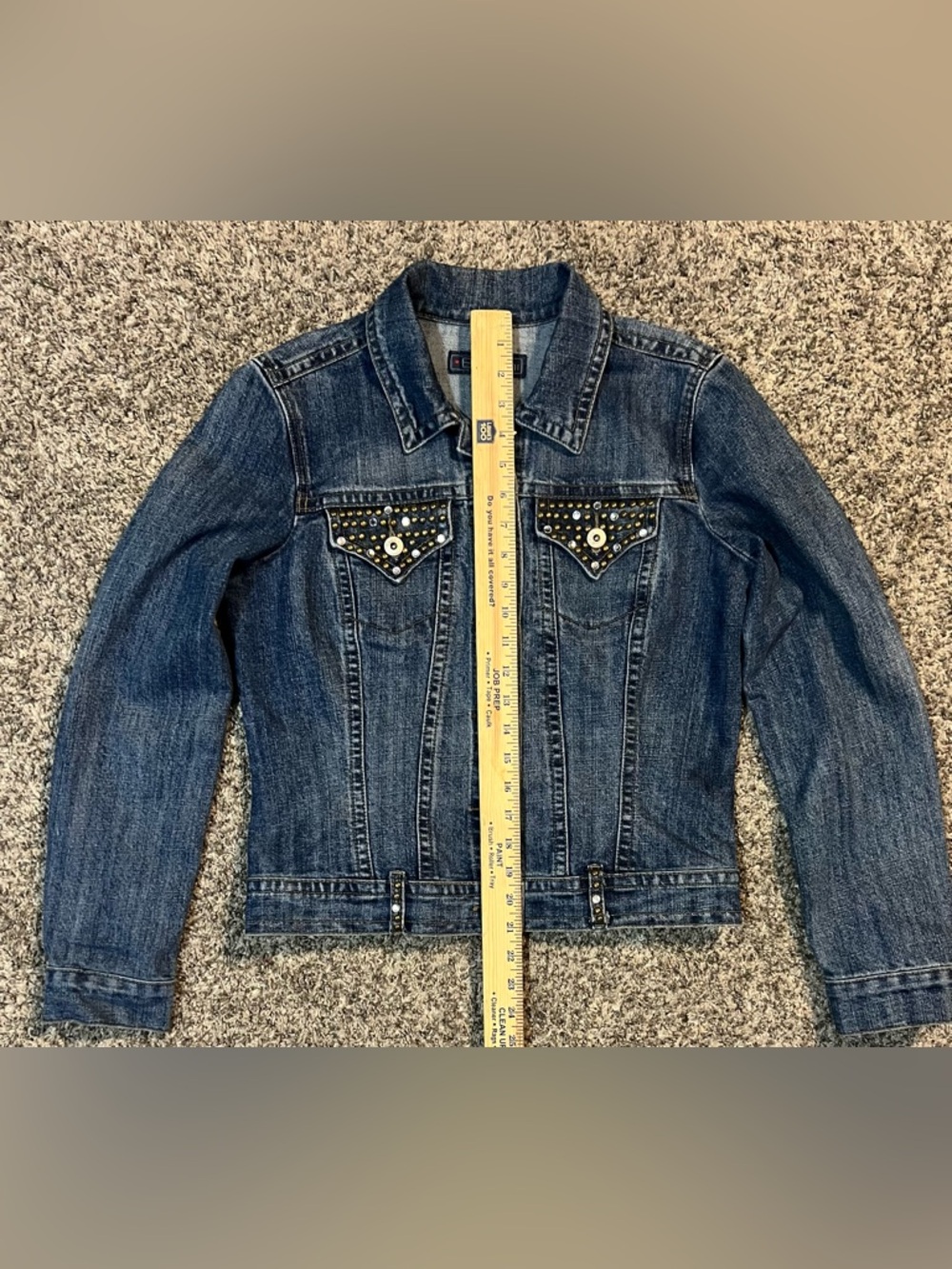 Baccini Women’s Light Blue Rhinestone Embellished Denim Jacket! Size Medium. - Picture 11 of 12